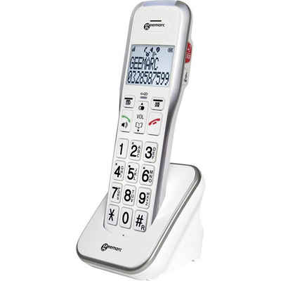 Geemarc Seniorentelefon Seniorentelefon (Anrufbeantworter, Freisprechen, Optische Anrufsignalisierung, für Hörgeräte kompatibel, inkl. Notrufsender, mit Basis)