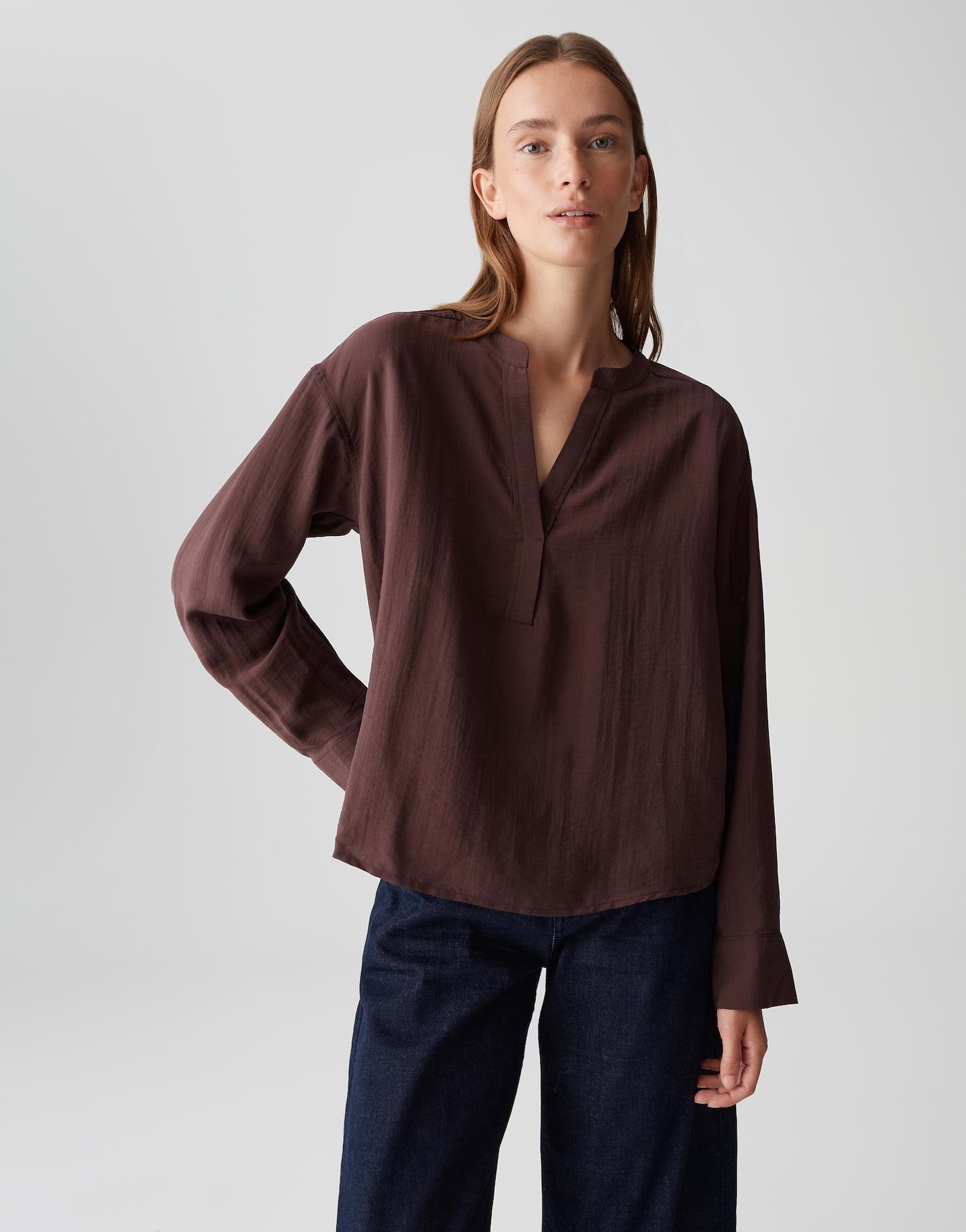 OPUS Langarmbluse FEMYN mit dezenter Struktur leicht ausgestellt geschnitte günstig online kaufen