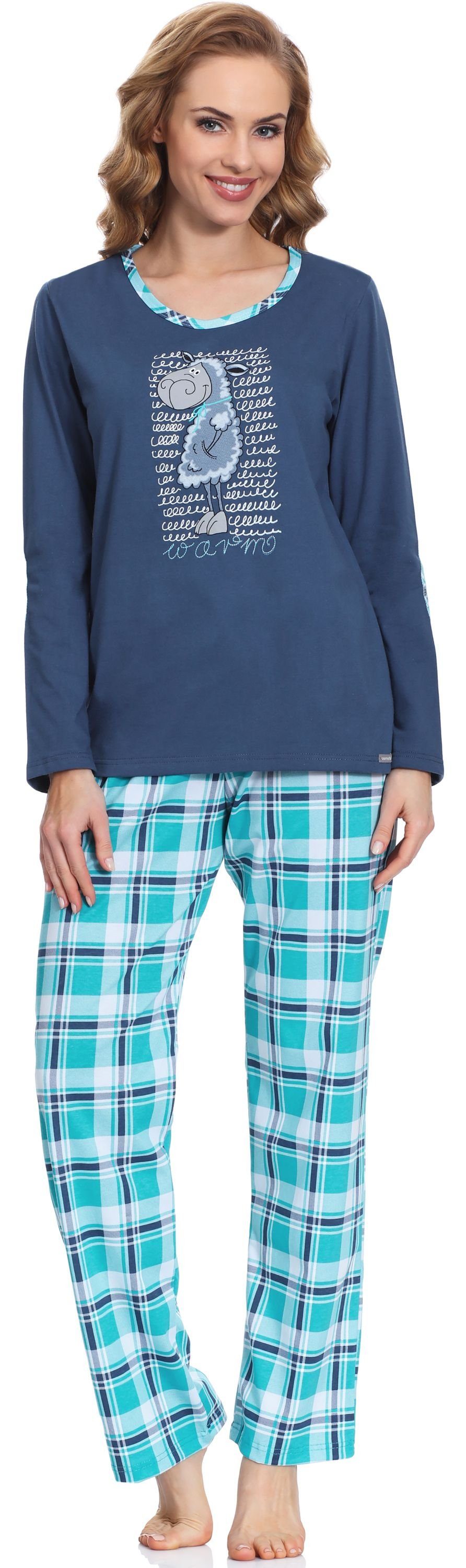 Cornette Schlafanzug Damen Schlafanzug Jeans Warm
