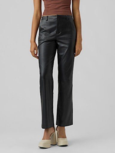 Vero Moda Lederimitathose VMOLYMPIAZAMIRA MR STRAIGHT PL PANT NOOS black