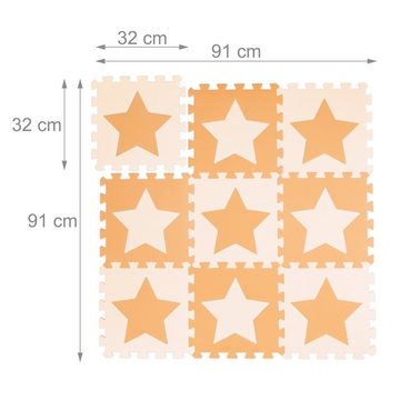 relaxdays Spielmatte 18 x Puzzlematte Sterne orange-beige
