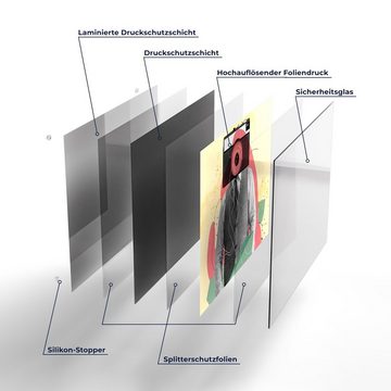 DEQORI Schneidebrett 'Mann mit Kamerakopf', Glas, Platte Frühstücksbrett Schneideplatte