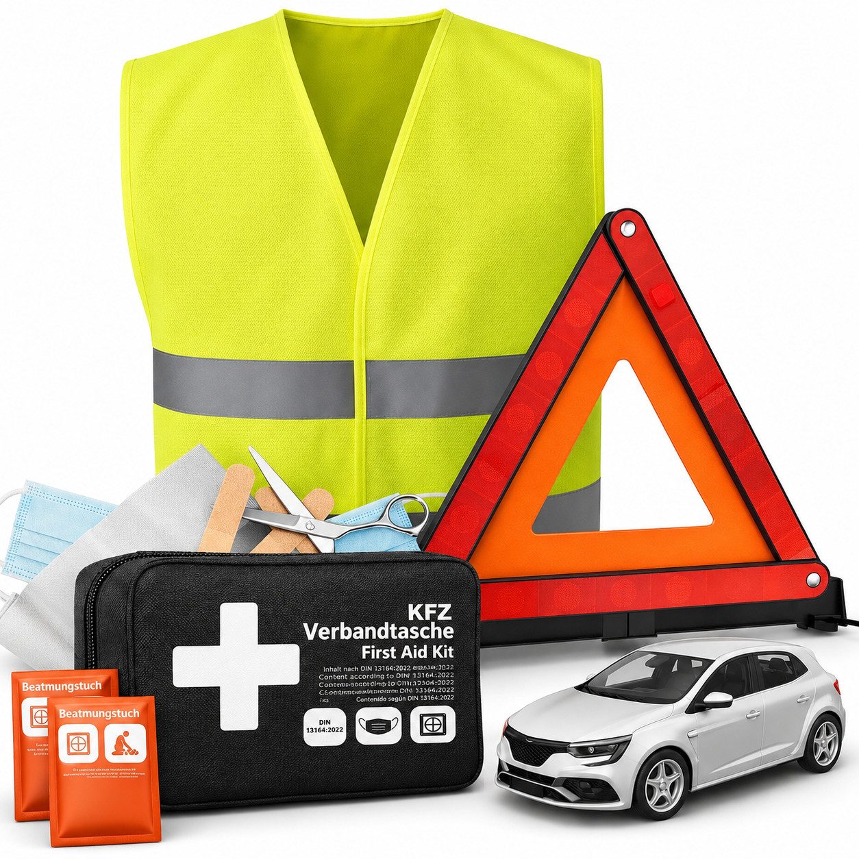 autogadget® Erste-Hilfe-Set 3 in 1 - Auto Erste Hilfe Set 2026 - KFZ Verbandskasten Auto, (Set, 1 St), Europaweit zugelassen