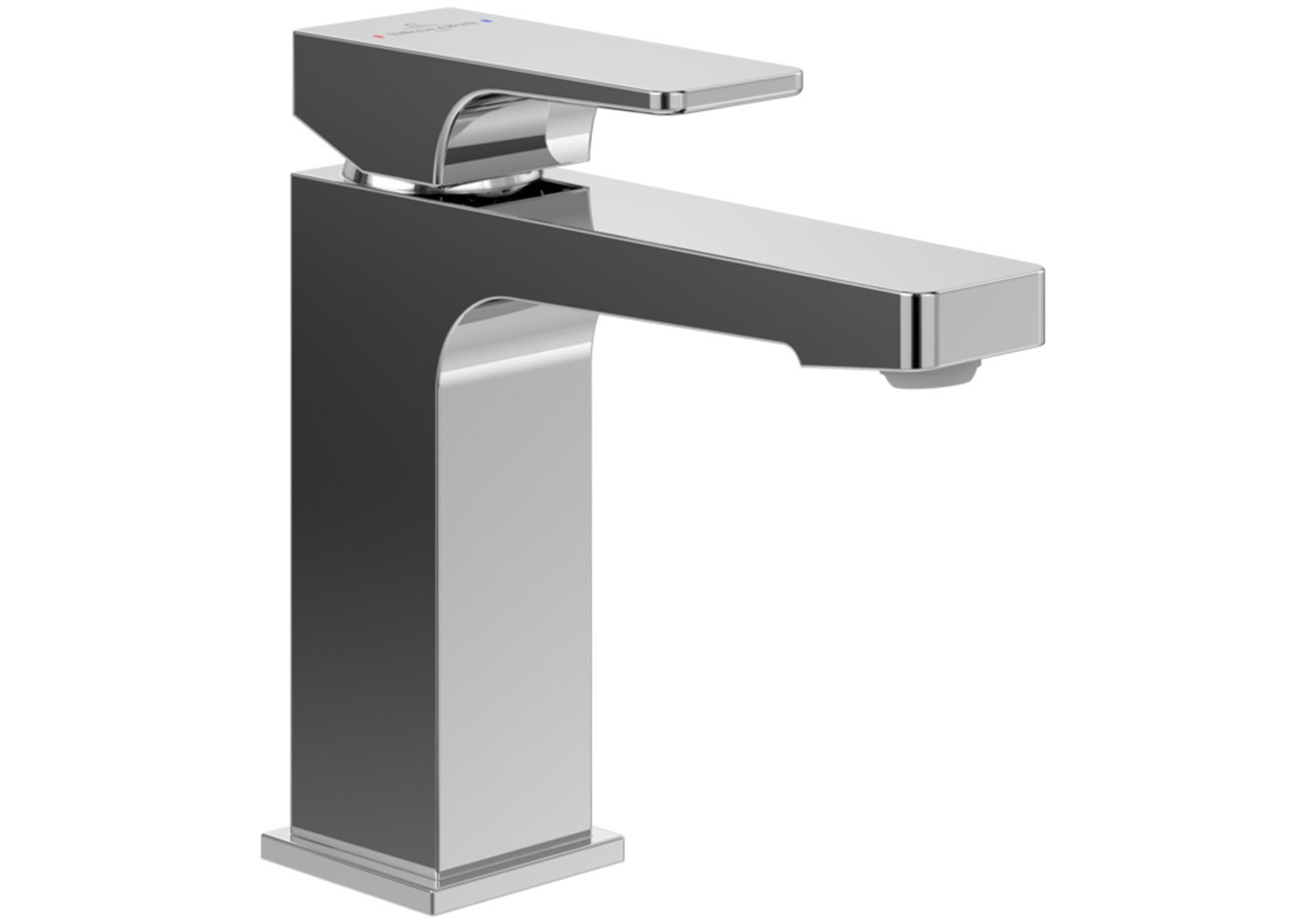 Villeroy & Boch Waschtischarmatur Architectura Square Einhebelmischer, Zugstangen-Ablaufgarnitur Chrom (flacher Hebelgriff, Normalstrahl, Keramikmischsystem, DN15, Waschbeckenarmatur) SmartPressure max. 7 l/min, Durchlauferhitzer geeignet