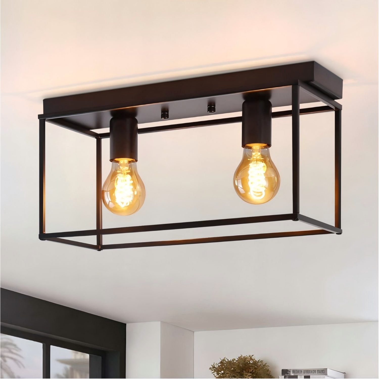 ZMH Deckenleuchte Retro Schwarz industrial 2//3//4 Flammige für Wohnzimmer Esszimmer, ohne Leuchtmittel