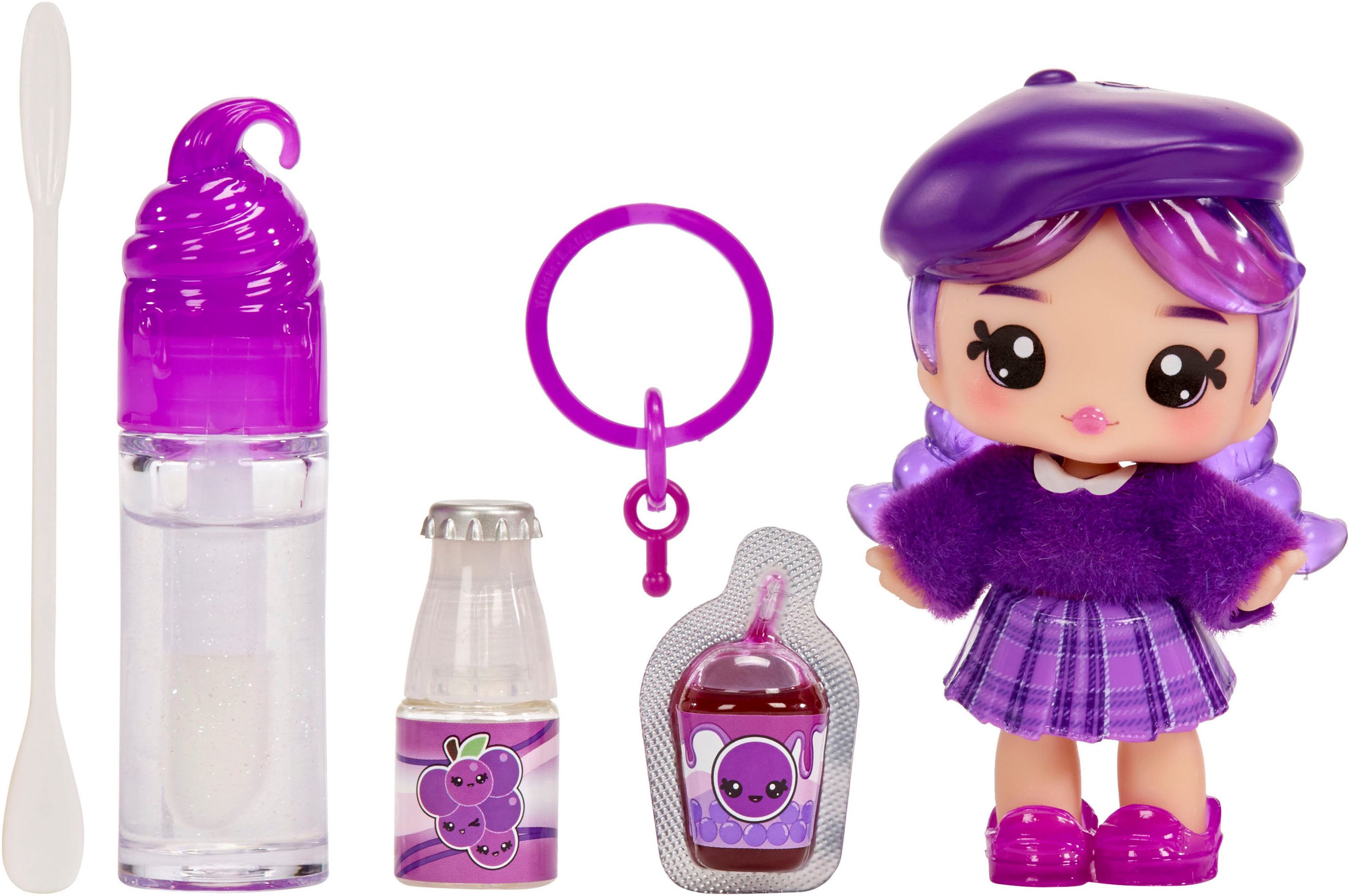 YUMMILAND Minipuppe Yummiland Lipgloss Doll - Greta Grape, inklusive Schlüsselanhänger – Bild 3 von 3
