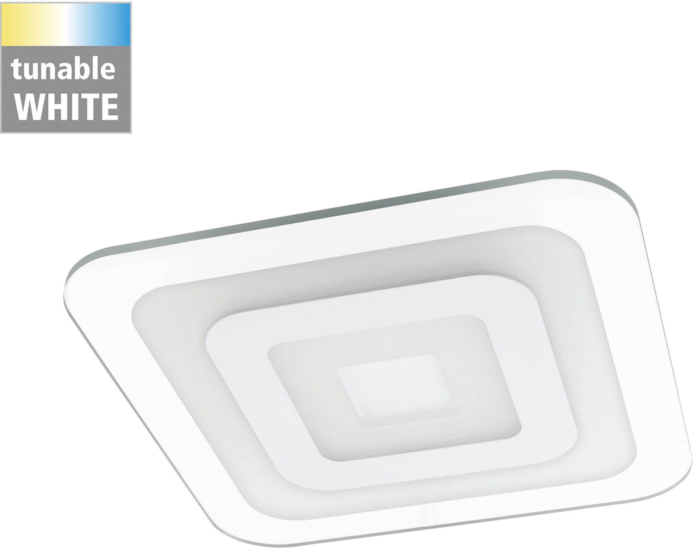 EGLO LED Deckenleuchte REDUCTA weiß, Tageslichtweiß, integriert, 1, 48cm einstellbar Deckenlampe Memoryfunktion, (CCT), Neutralweiß, LED Lichtfarbe Extra-Warmweiß, Warmweiß, Kaltweiß, fest Wohnzimmerlampe
