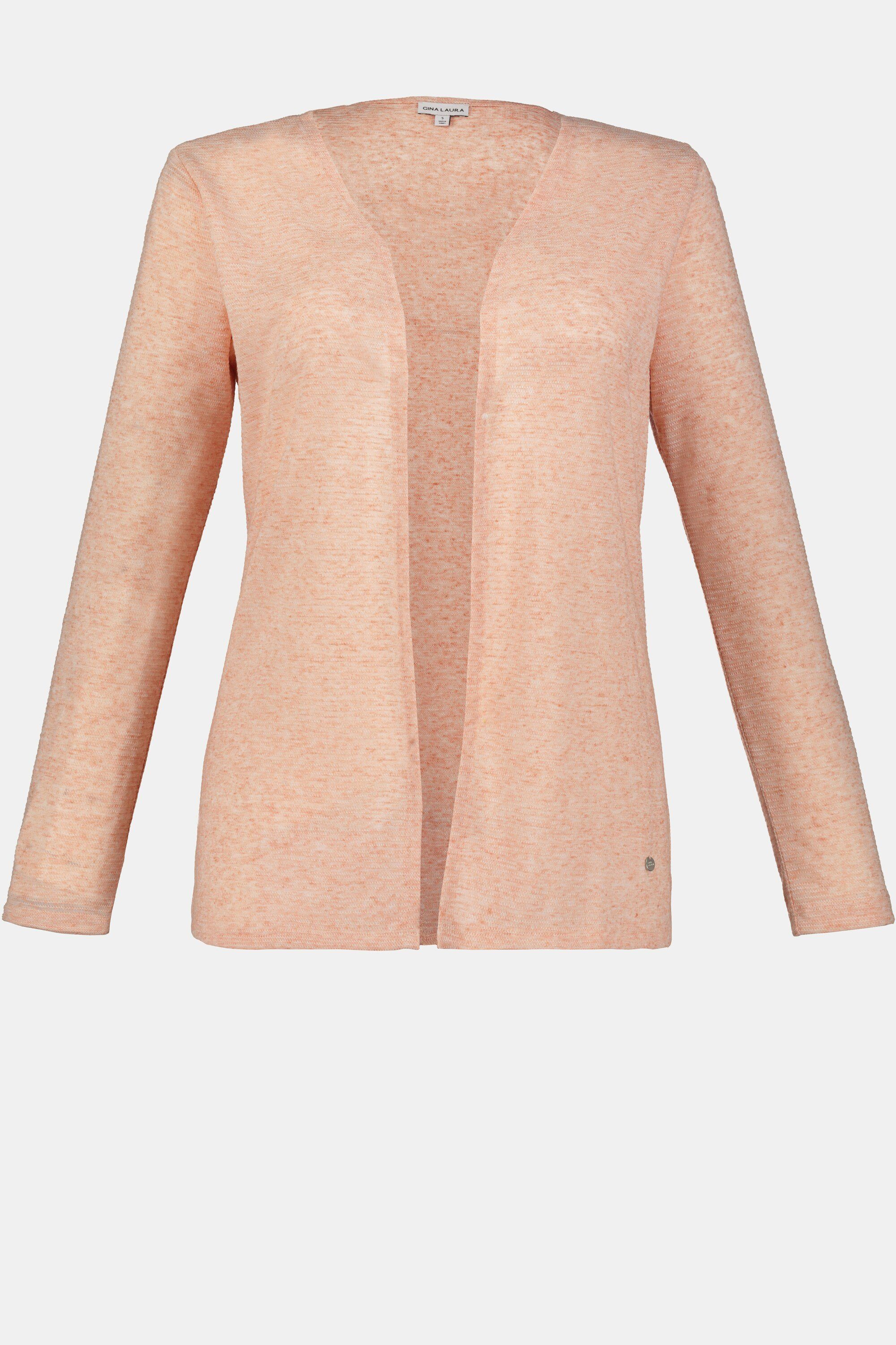 Gina Laura Sweatjacke Shirtjacke Strukturstreifen offene Form
