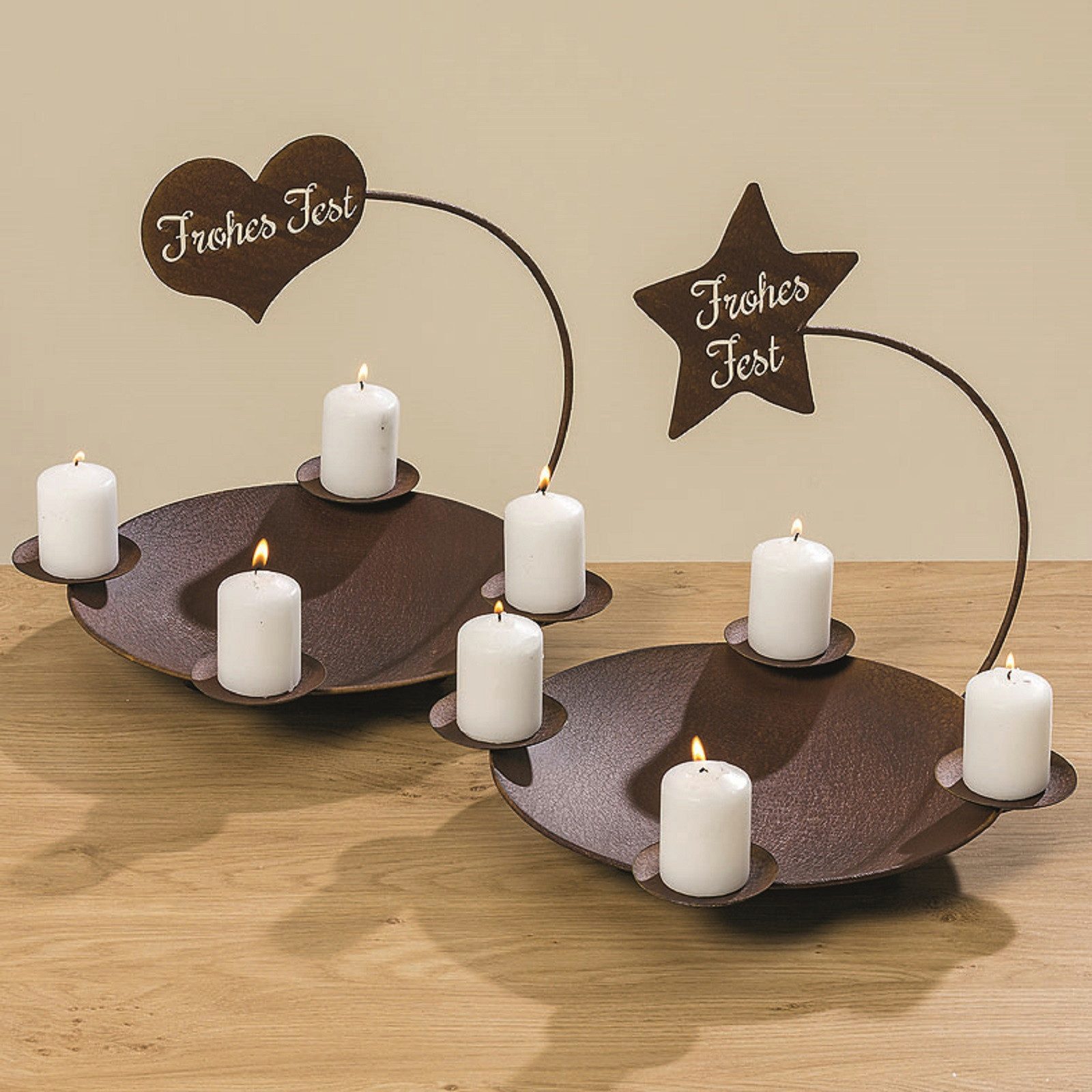 BOLTZE GRUPPE GmbH Kerzenhalter Kerzenleuchter Adventskranz Metall rost Ø.2 günstig online kaufen