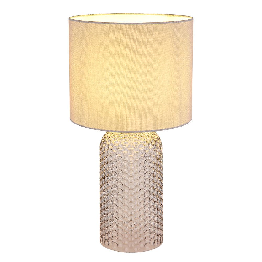 GLOBO LIGHTING Schreibtischlampe, Leuchtmittel inklusive, Warmweiß, Tischleuchte Tischlampe Nachttischleuchte grau Glas LED