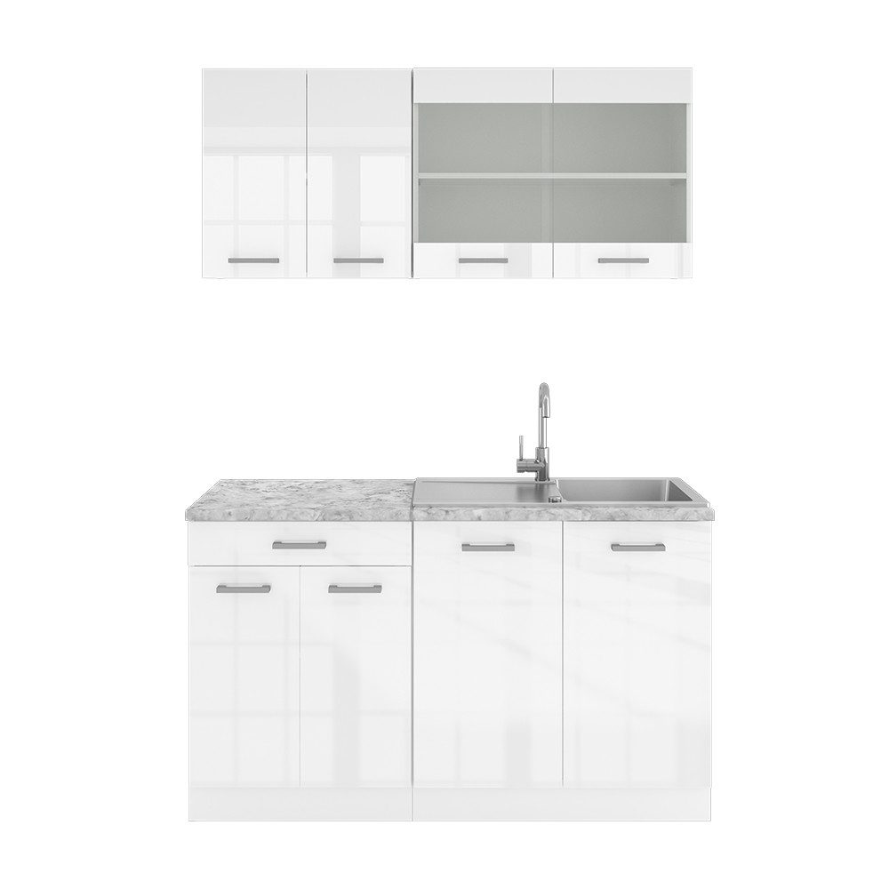 Vicco Küchenzeile R-Line, Beton/Weiß, 140 cm, günstig online kaufen