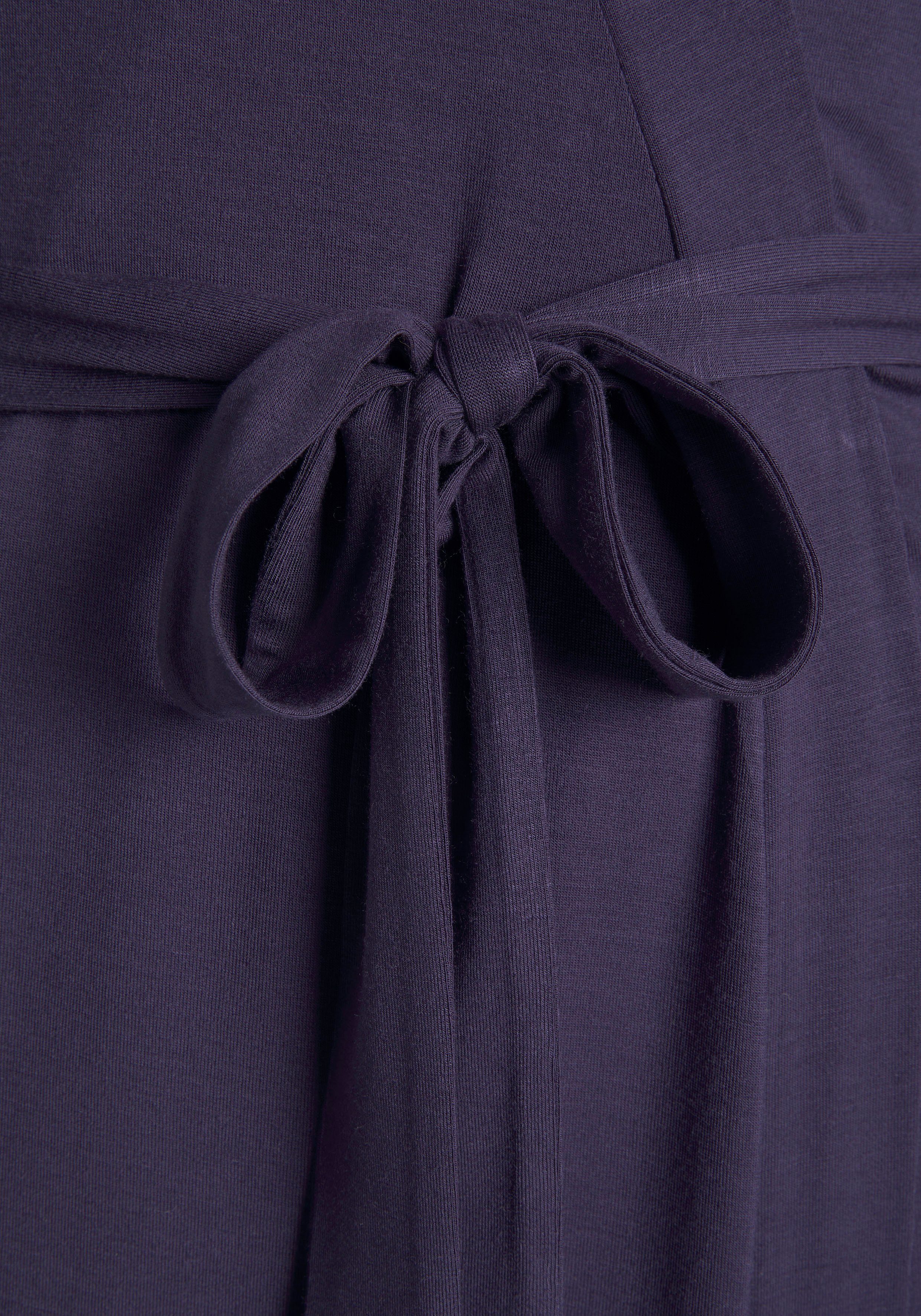 Spitzendetails Gürtel, mit Single-Jersey, Langform, nachtblau LASCANA Kimono,
