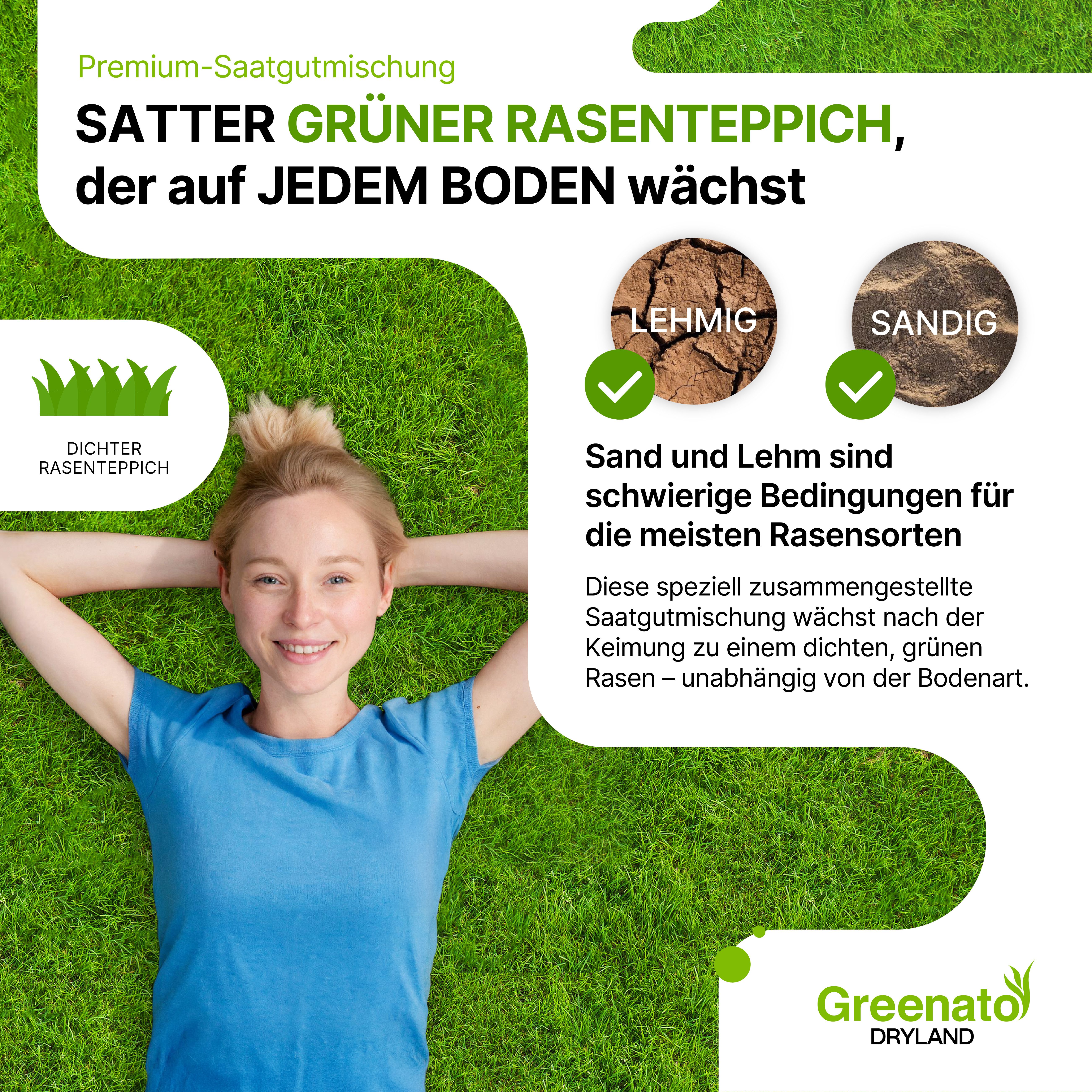 Greenato Rasensamen Dryland dürreresistenter Trockenrasen, 5 kg, – Grassamen schnellkeimend Frühjahr und Herbst – Bild 5 von 5