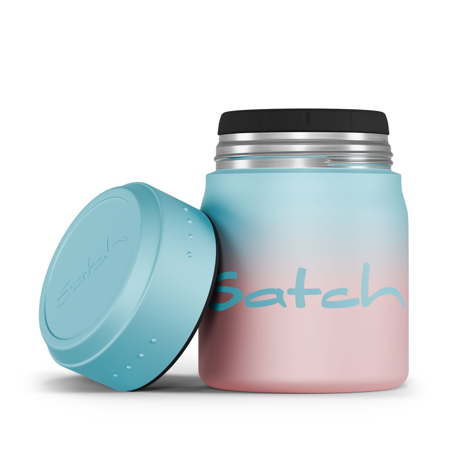 Satch Trinkflasche Thermo Lunchbox Light Blue Graffiti, 500 ml, inkl. Gabel & Löffel, Isolierbehälter, auslaufsicher