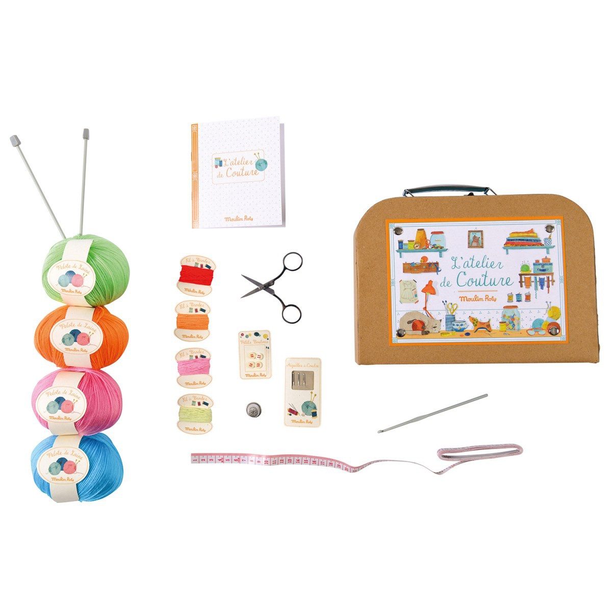 Moulin Roty Handarbeitskoffer les jouets d`hier Schere Faden Wolle Fingerhut Stricknadel ab 6J