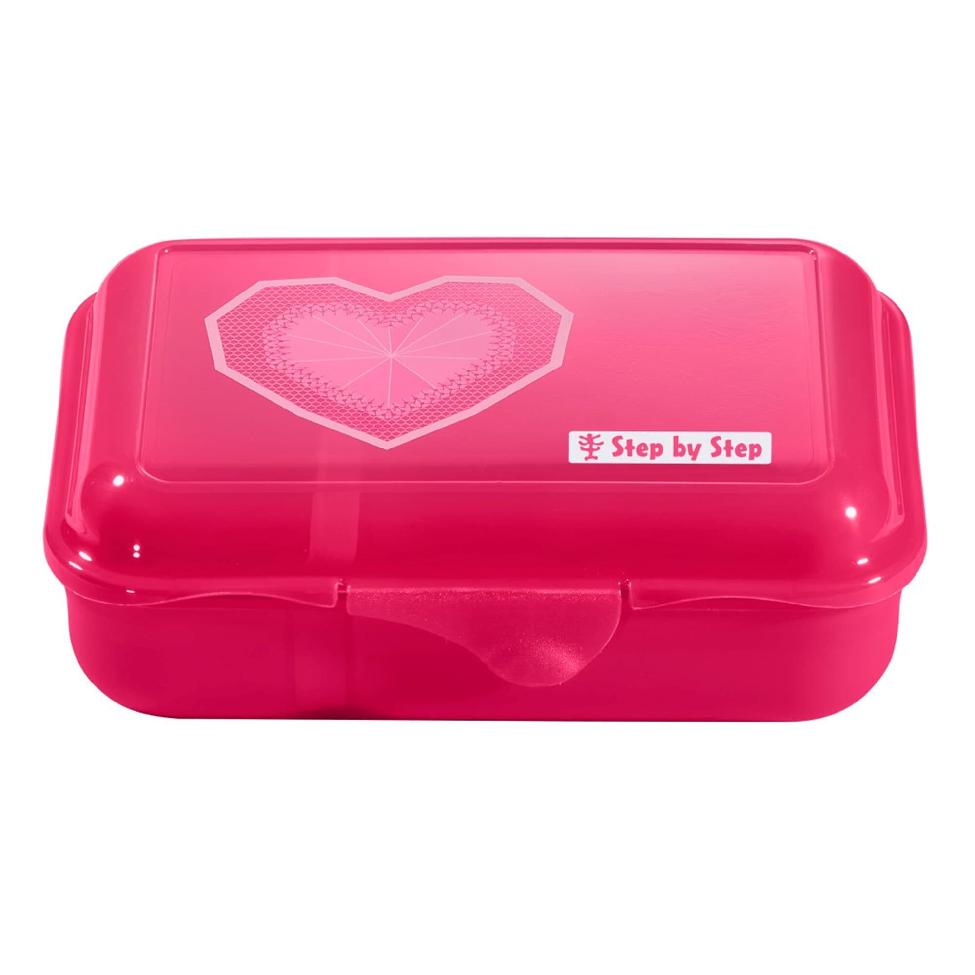 Step Glitter spülmaschinengeeignet, Kunststoff, Rosa Hazle, Heart mit by (1-tlg) Lunchbox BPA-frei, Klickverschluss, Step