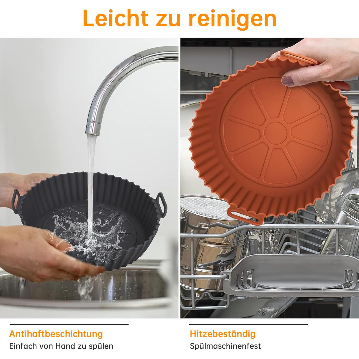 HEYHIPPO Silikonform Airfryer Zubehör 7er Set Silikon, antihaft & wiederverwendbar, (Set 7-tlg), Lebensmittelechtes Silikon-Backblech,hitzebeständig,ölbeständig – Bild 5 von 5