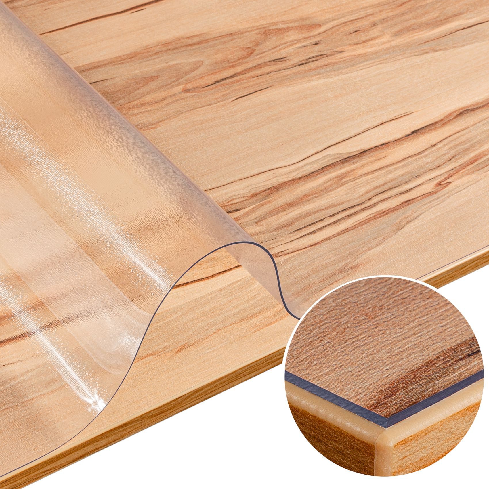 ANRO Tischdecke FLOKY einseitig MATTIERT 1,5mm Tisch Schutzfolie Geruchsneutral (Rolle 1-tlg, eine Folie), Pflegeleicht 90x100cm Uni-Einfarbig Weiß