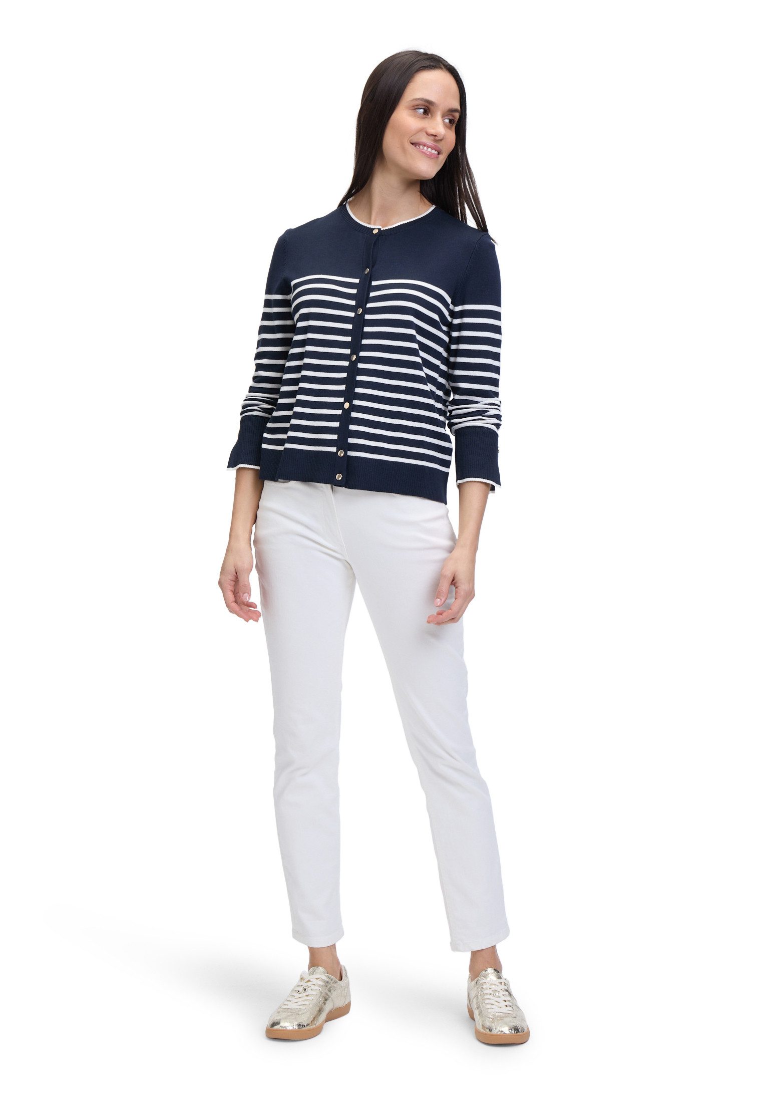 Betty Barclay Strickjacke Damen mit Streifen (1-tlg) Knöpfe