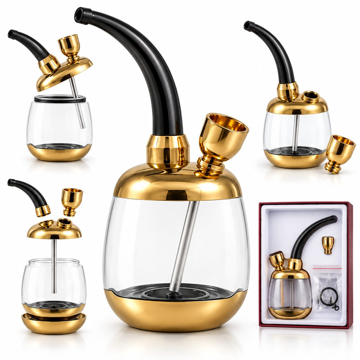 VEKROBOT Handpfeife 2 in 1 Wasserpfeife tragbares Filtersystem für Shisha Genuss unterwegs, (Set, 1-St., Abnehmbar & waschbar – mühelose Reinigung), Doppelfilter System für besonders sanften Genuss