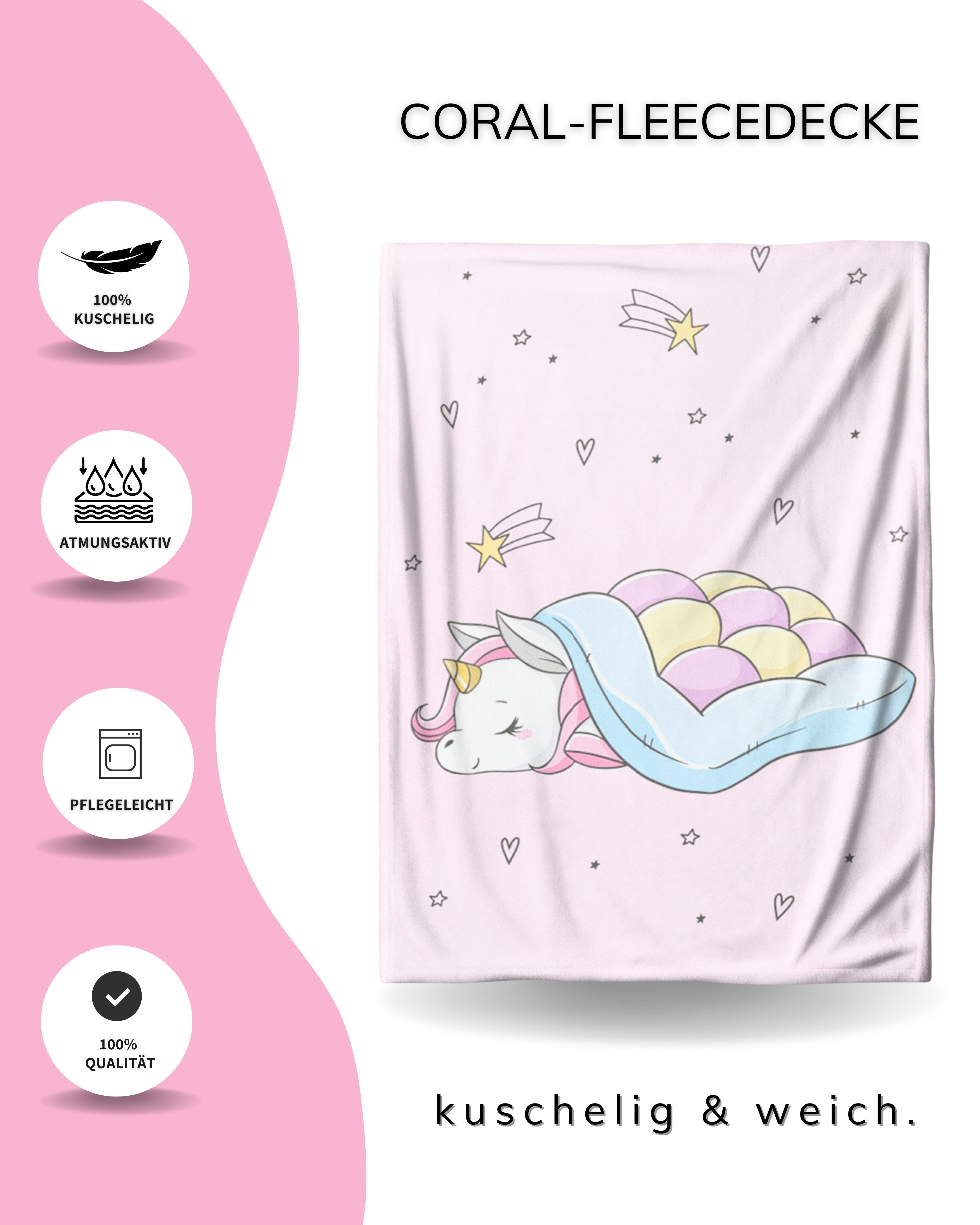 Wohndecke Einhorn Fleece-Decke 150x200 cm, Geschenk, kuschelige Unicorn Decke, MTOnlinehandel, Sofadecke, Überwurf für Einhorn Fans, passend zur Bettwäsche – Bild 5 von 5