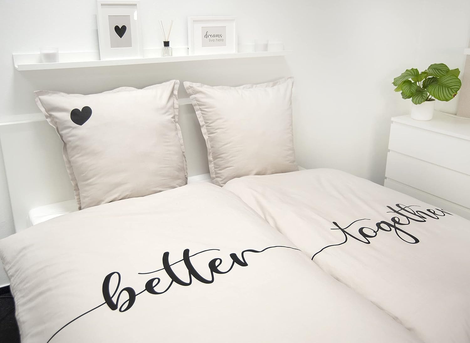 Herding Bettwäsche Better Together - Partner-Bettwäsche-Set, 4-teilig, 135x200 & 80x80, Baumwolle, 100% Baumwolle – Bild 5 von 5