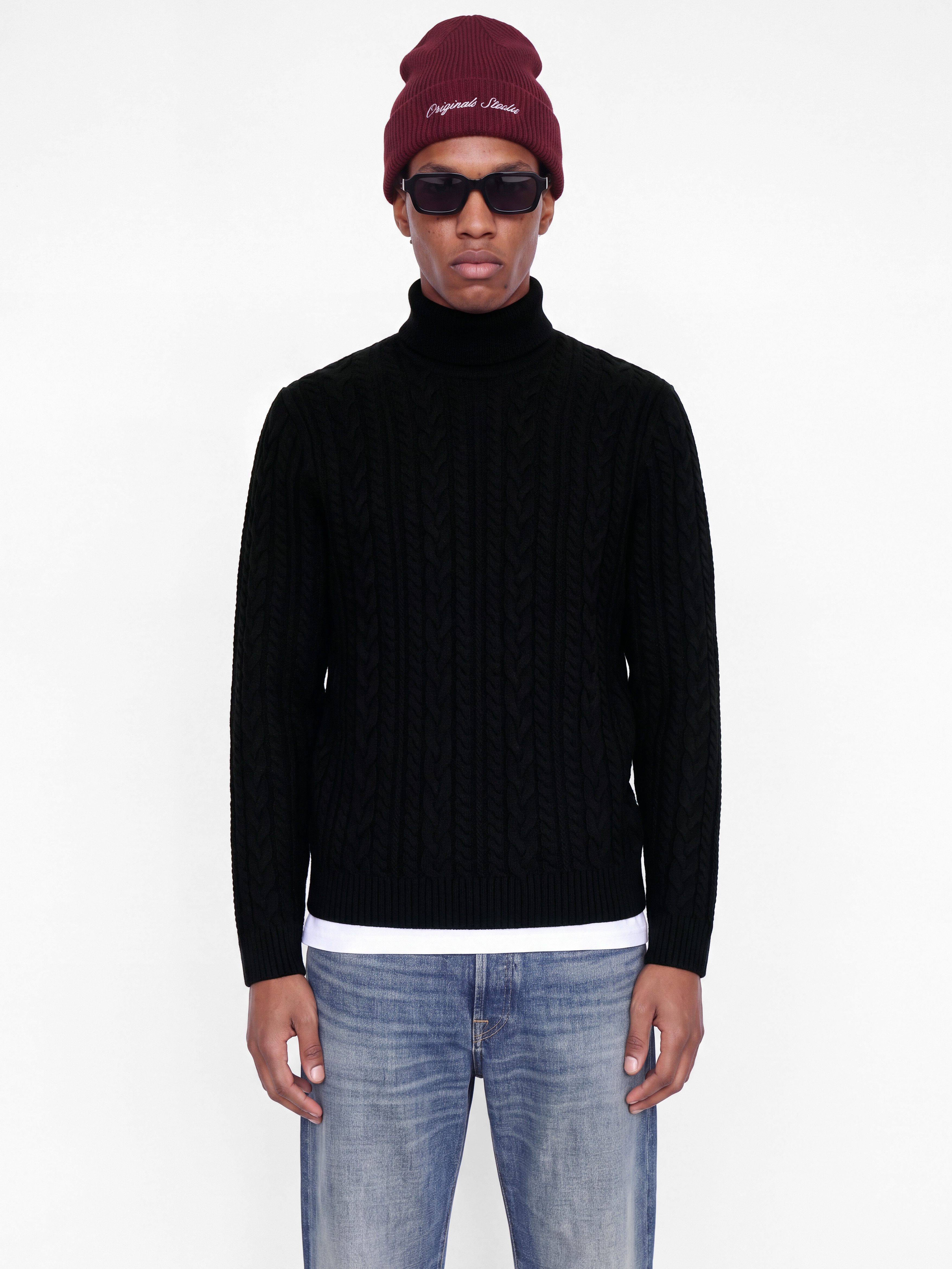 Jack & Jones Rollkragenpullover JPRBLUCALLUM CABLE KNIT ROLL NECK Materialmix, regular fit