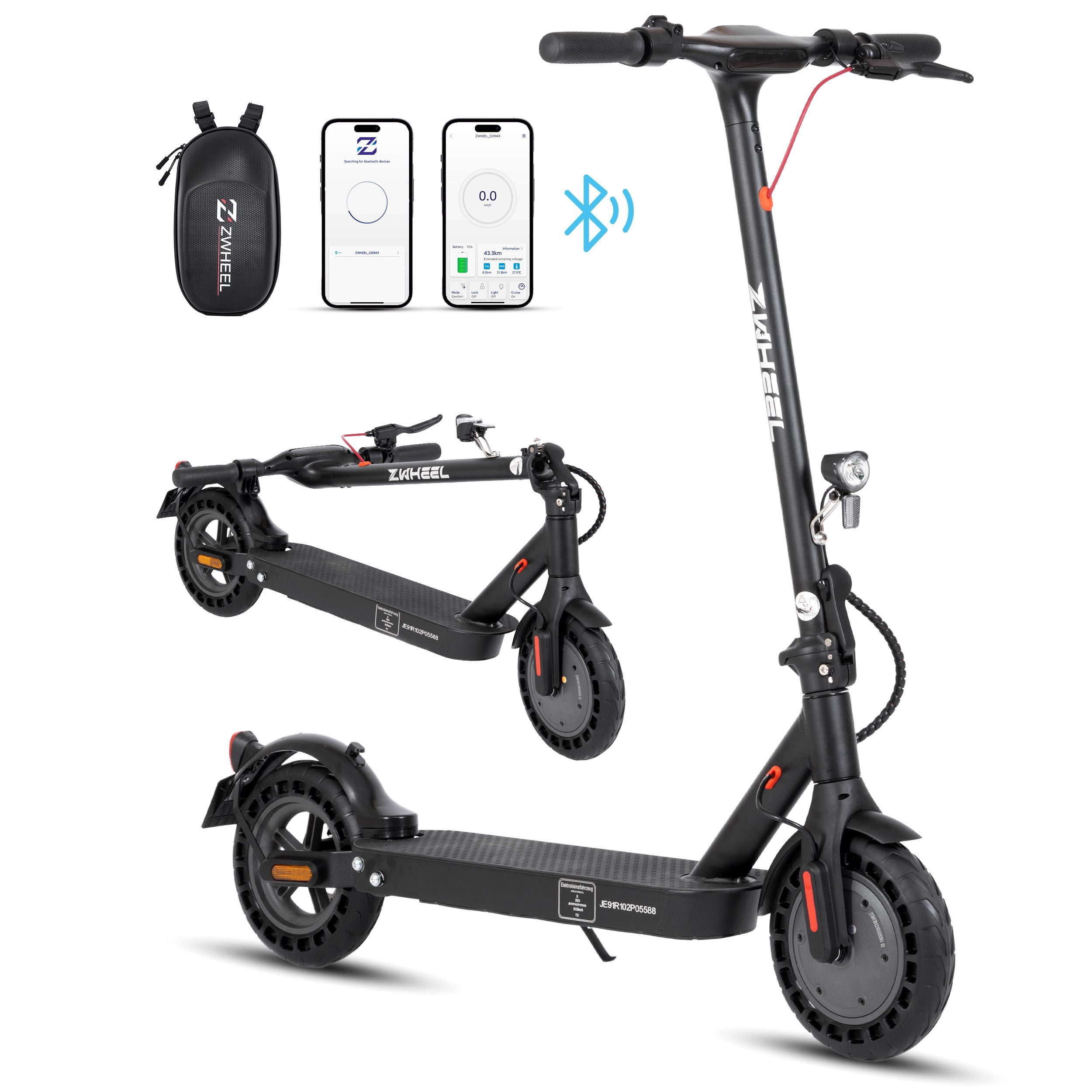 E-Scooter mit Straßenzulassung 10 Zoll E9T, klappbarer Elektroroller, 35km, APP