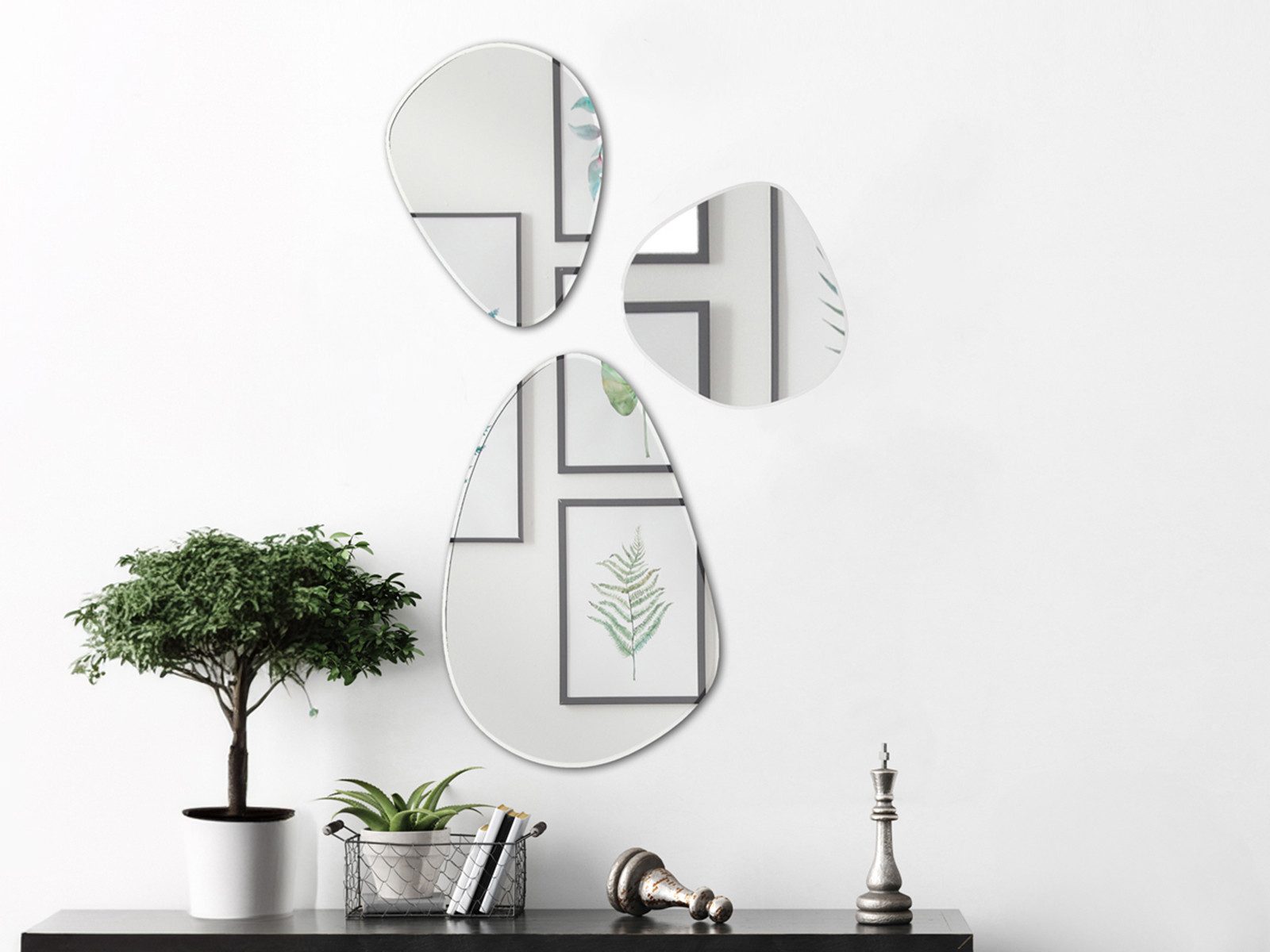 MIRRORS AND MORE Wandspiegel, 3er SET Facettenspiegel ausgefallener Design günstig online kaufen