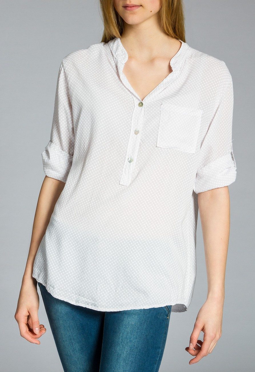 Caspar Shirtbluse BLU013 Damen Bluse gepunktet elegante 3/4 Arm Bluse Pünktchenbluse