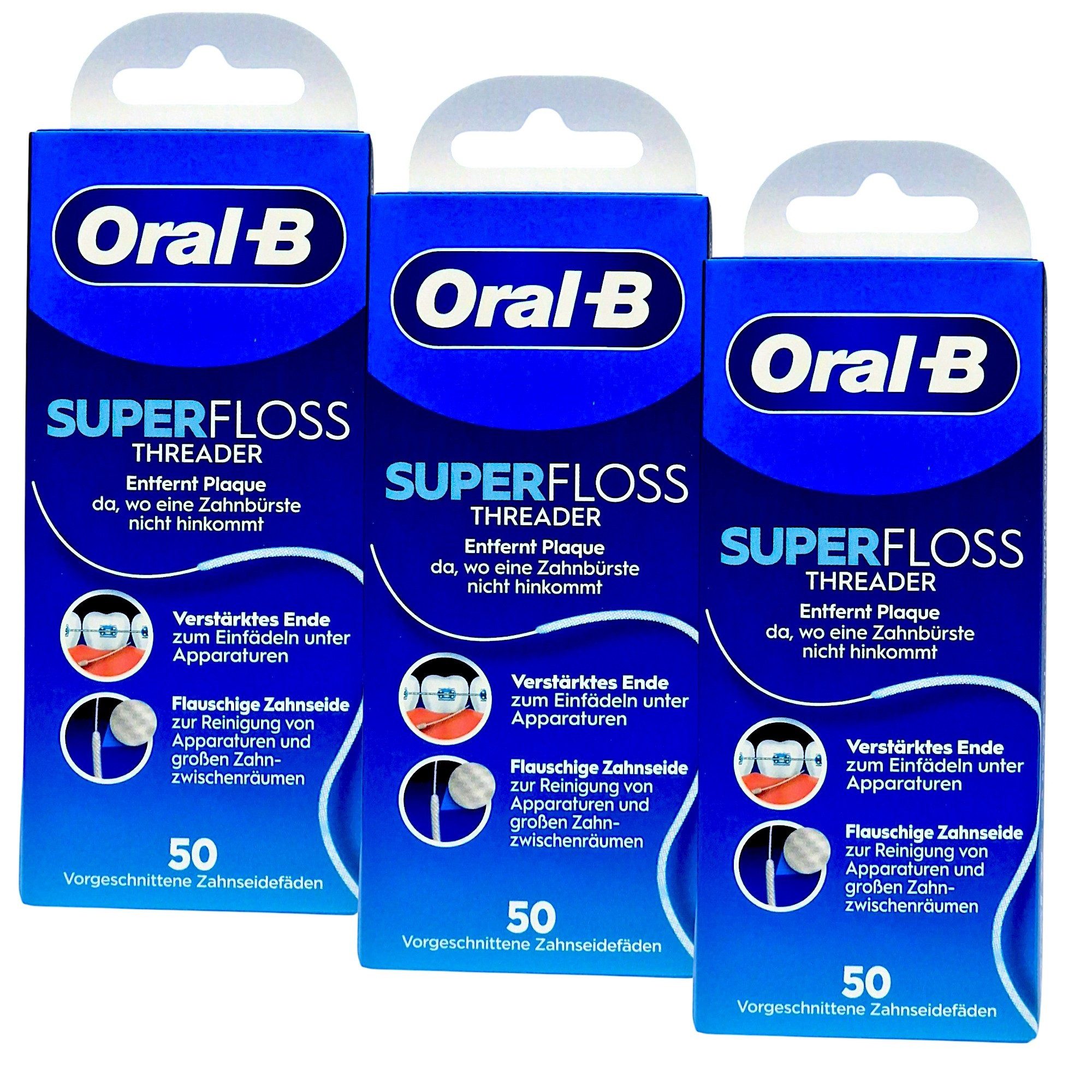 Zahnseide 3x Oral B SuperFloss 50 Fäden