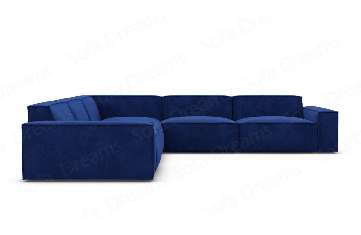 Dreams Ecksofa Eckcouch Samtsofa L dunkelblau-MO77 Loungesofa Polsterecksofa Sofa Formenta Sofa Form Stoff Stoffsofa,