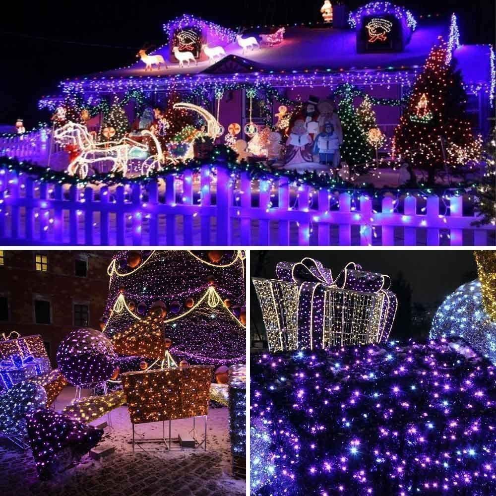 Rosnek LED-Lichterkette 10-100M, 8 Modi, für Weihnachten Party Urlaub, Hochzeit Deko; Blau Rot Grün Rosa Lila