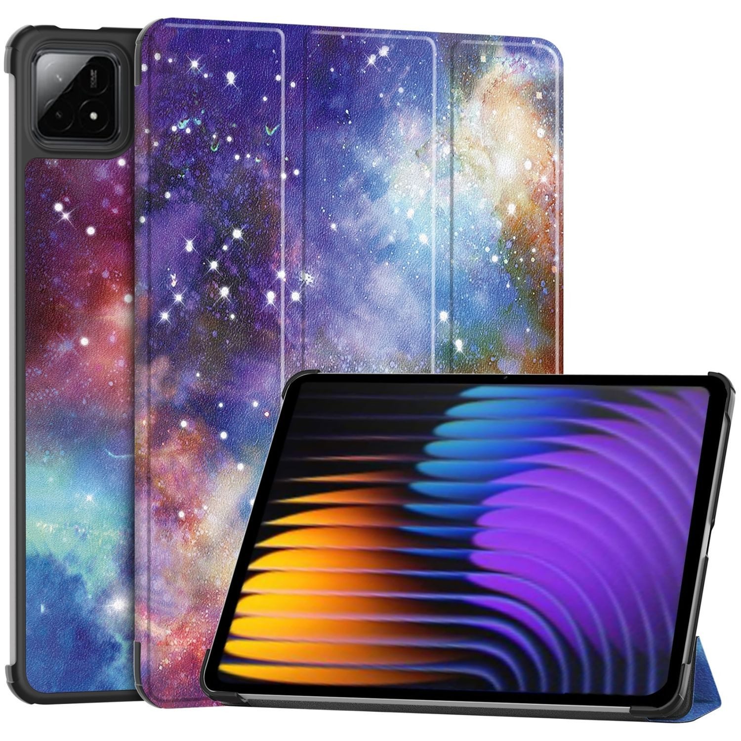 Wigento Tablet-Hülle 3folt Wake UP für Xiaomi Pad 8 / 8 Pro / Pad 7 / 7 Pro Milchstraße, Milchstraße-Design, 3-Fold Standfunktion