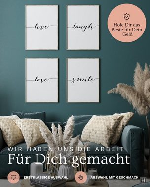 Heimlich Poster Set als Wohnzimmer Deko, Bilder DINA3 & DINA4, Live Love, Sprüche & Texte