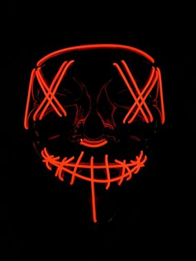 Maskworld Kostüm The Purge Kostüm Umhang mit LED-Maske, 2-teiliges Set zur schnellen, gruseligen Verwandlung