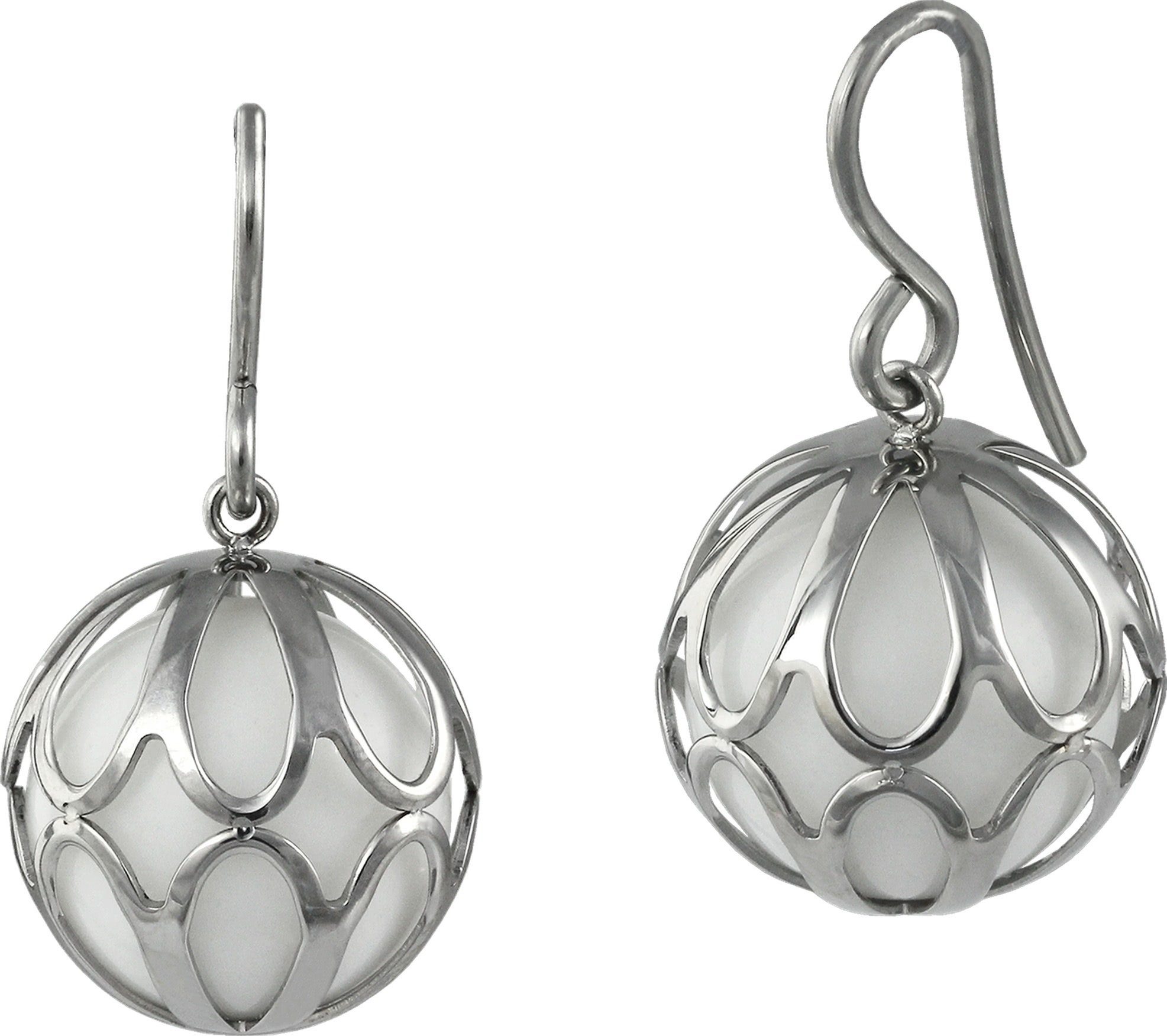 Amello Paar Ohrhänger Amello Ohrringe Edelstahl Ohrhänger Kugel (Ohrhänger), Ohrhänger (Kugel Ornament) ca. 28mm, Edelstahl (Stainless Steel), Farb