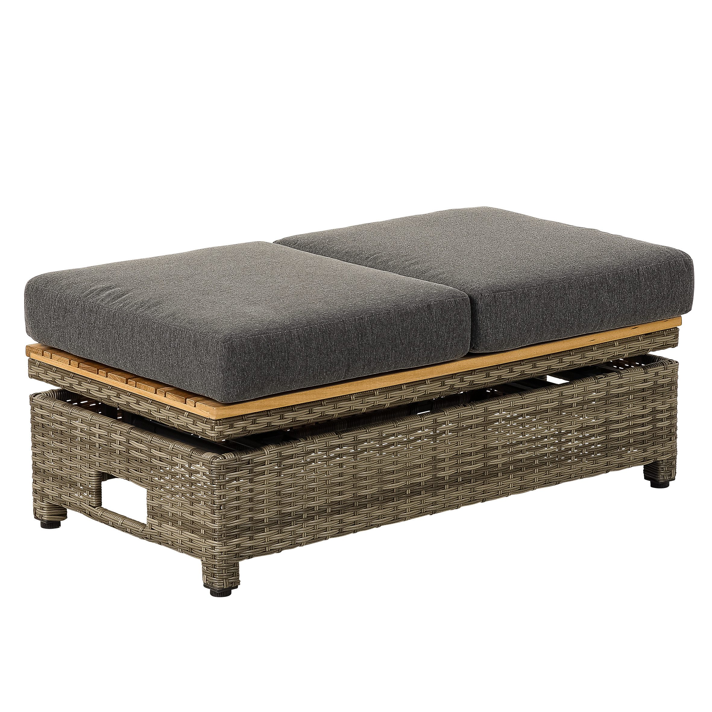 Greemotion Gartenlounge-Set Bahia Tobago 2-Sitzer Rattan grau Gartensofa mit Liegefunktion, inkl. höhenverstellbarem Tisch – Bild 4 von 5