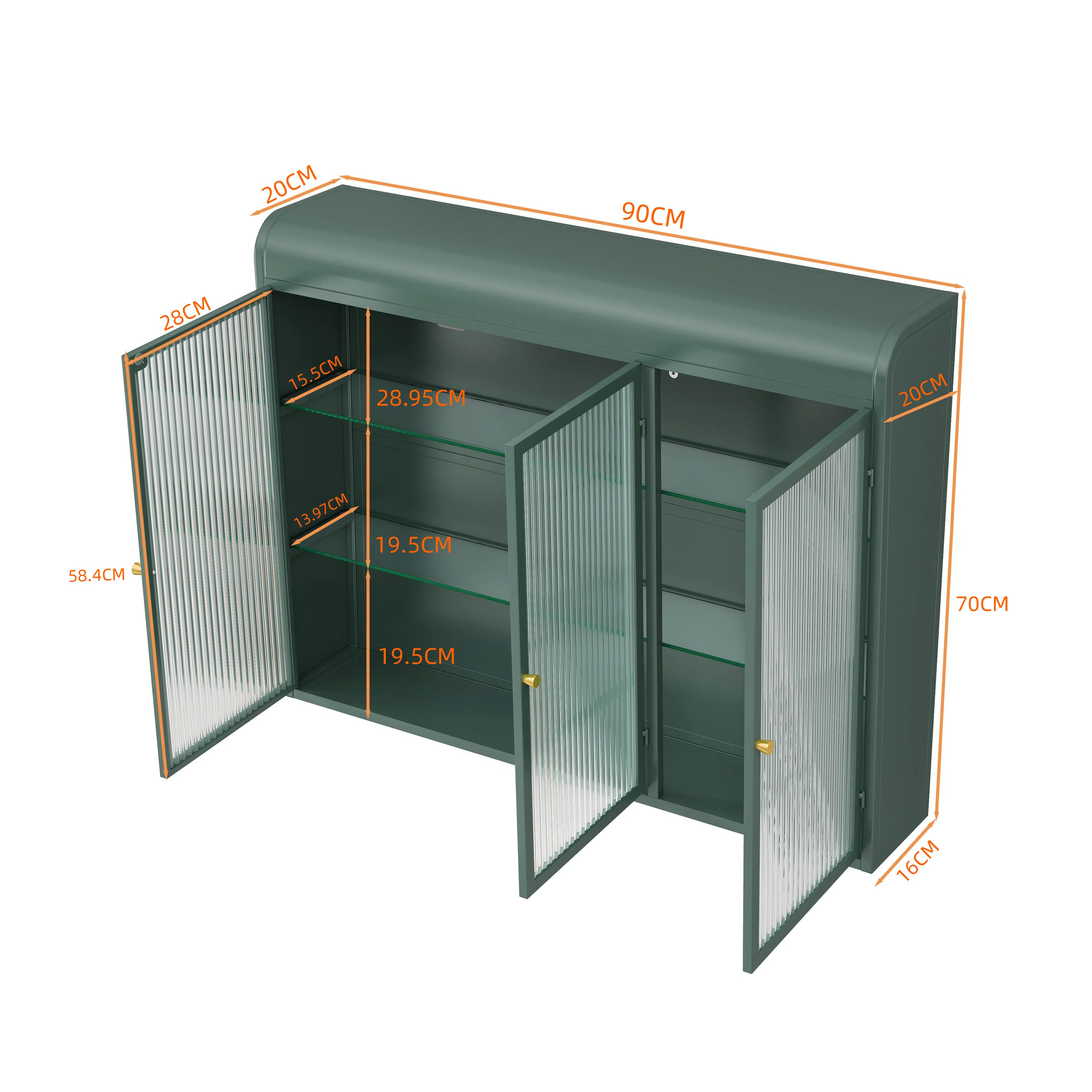 Celya Wandhängeschrank Glas-Wandregal,Hängeschrank küche, Drei Glastüren, günstig online kaufen