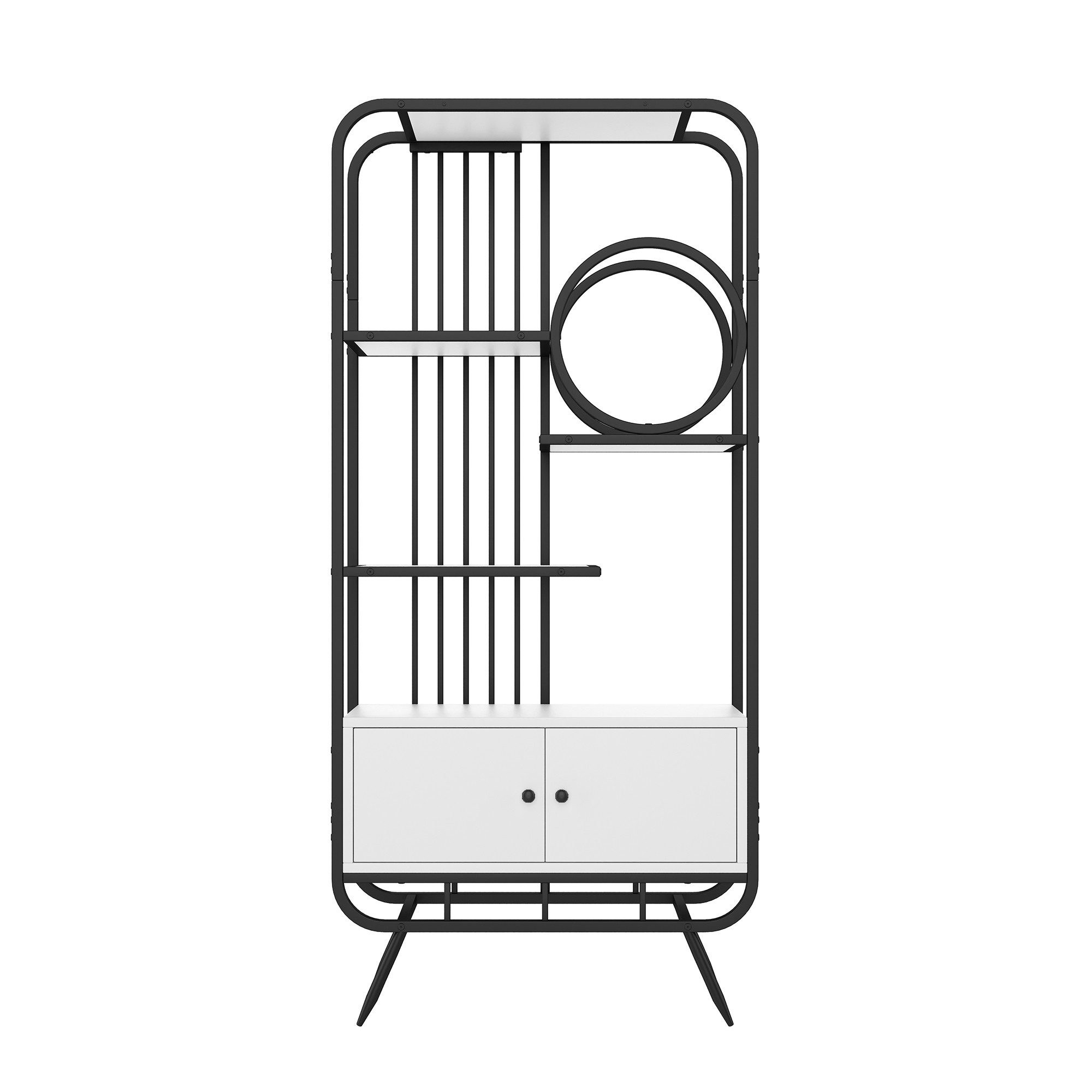 MODFU Bücherregal Wandregal, Metallregal mit Doppeltür & 3 Regalböden, Weiß günstig online kaufen