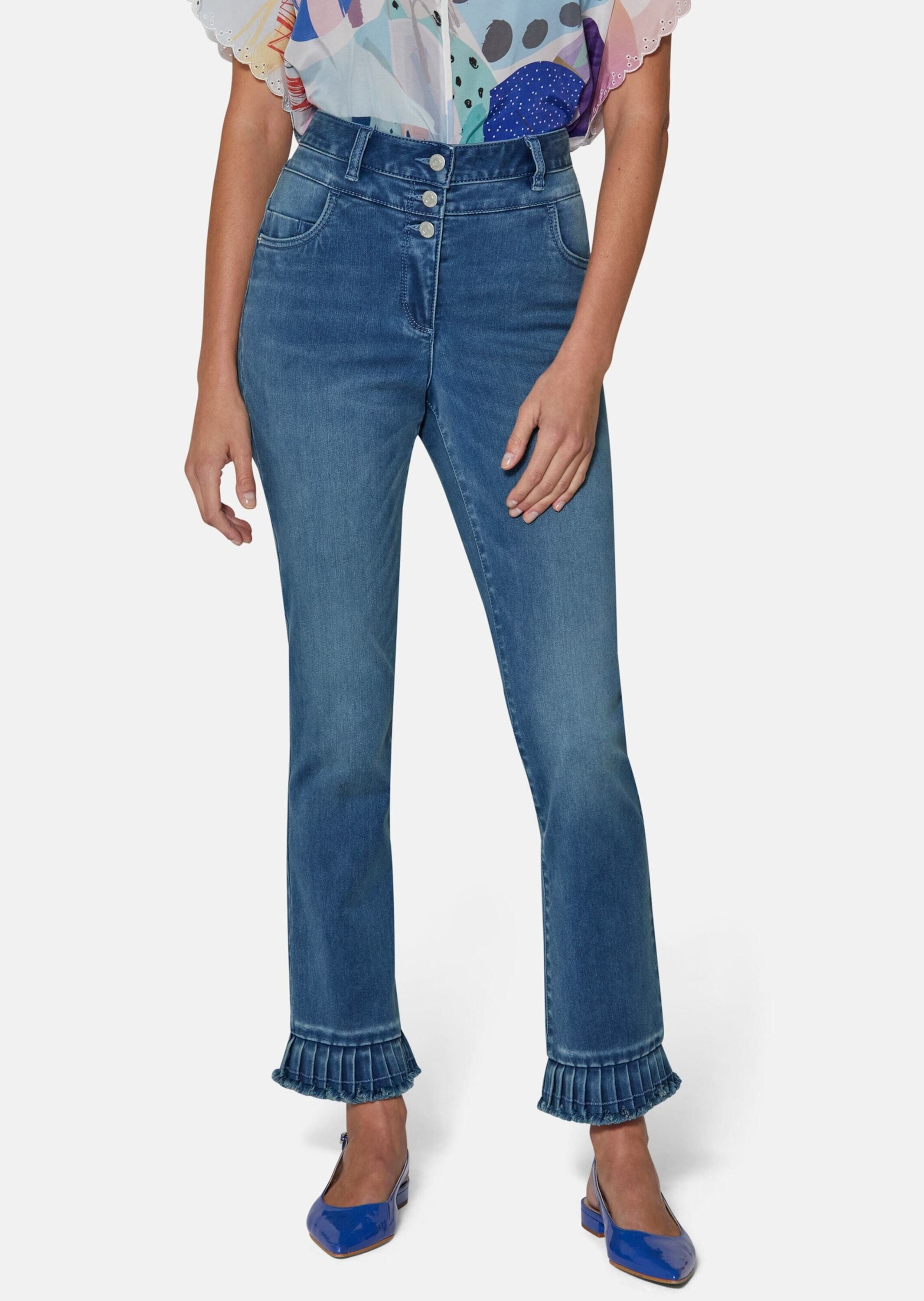 Gerade Jeans Jeans mit Plissee-Saum