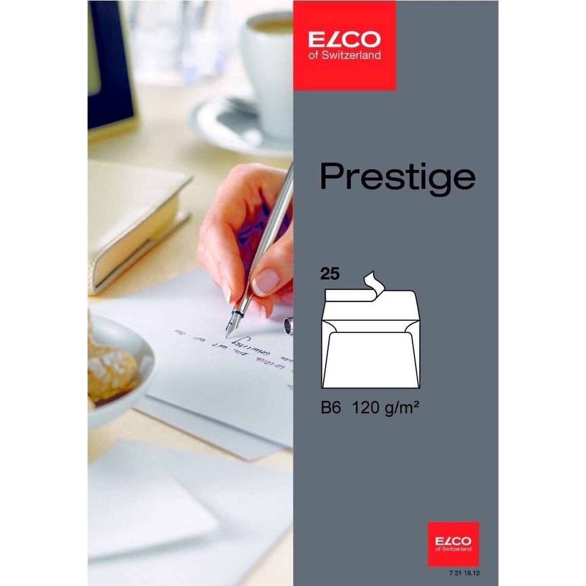 ELCO Briefumschlag Briefumschläge Prestige B6 hochweiß Haftklebung 120g/qm VE=25 Stück