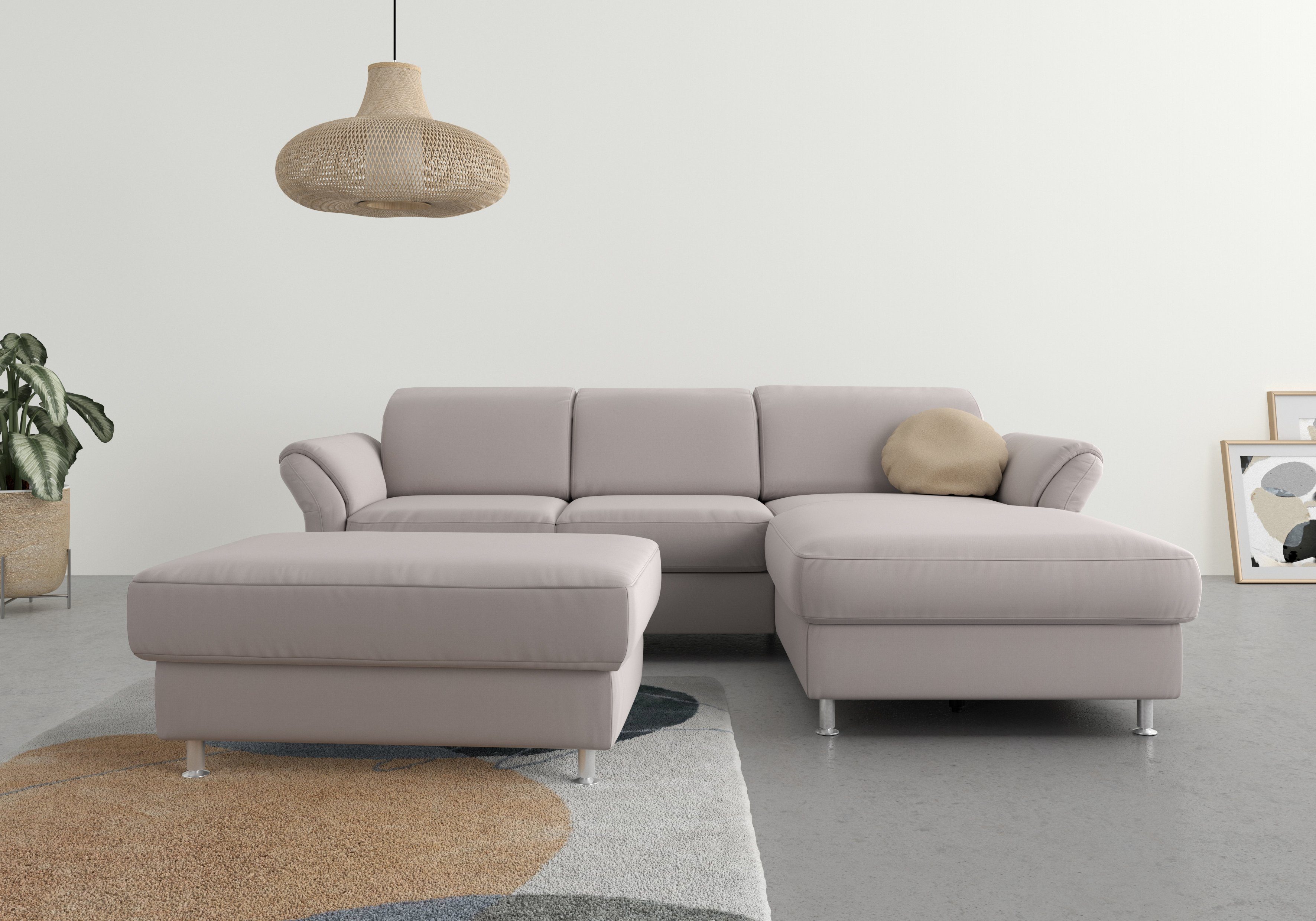 sit&more Ecksofa Apulia, wahlweise Bettfunktion, Armteilverstellung und Bettkasten Kopf- und