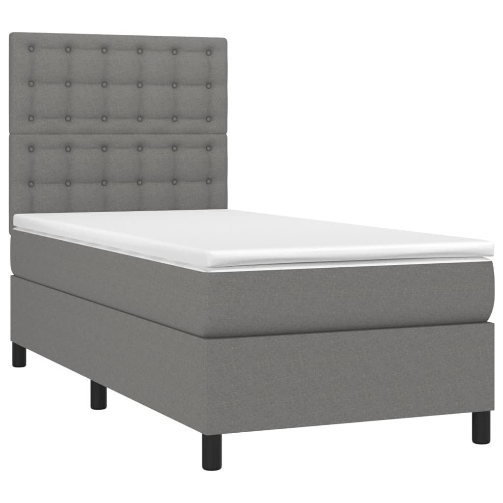 vidaXL Bett Boxspringbett mit Matratze Dunkelgrau günstig online kaufen