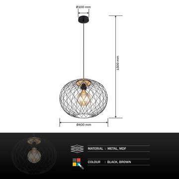 Globo Hängeleuchte Hängeleuchte Esszimmer Hängelampe Pendelleuchte Gitter Schwarz 54039H