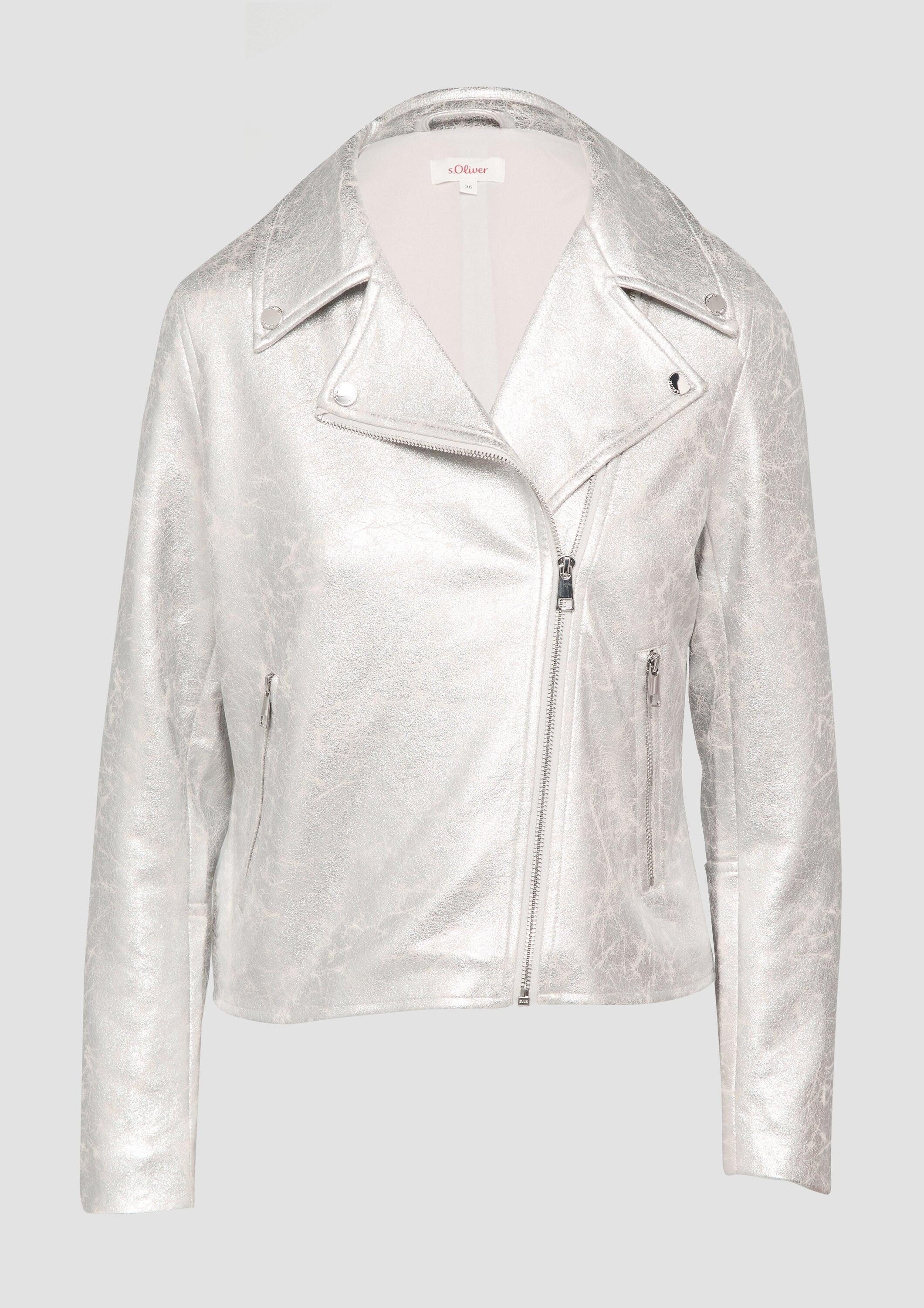 s.Oliver Funktionsjacke Indoor-Jacke Bikerjacke in Veloursleder-Optik
