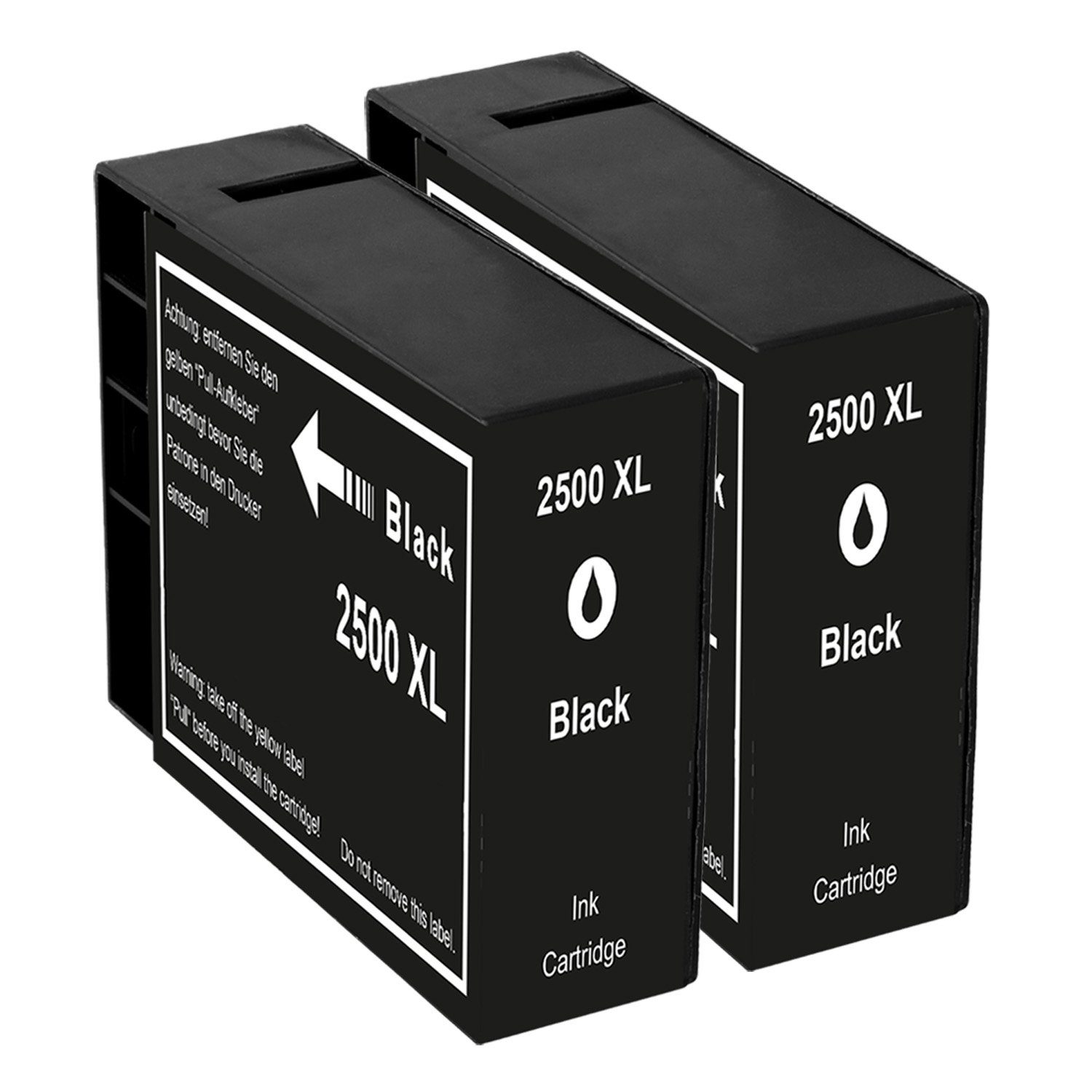 NINETEC 2er Set ersetzt Canon Tintenpatrone PGI-2500 Black PGI2500
