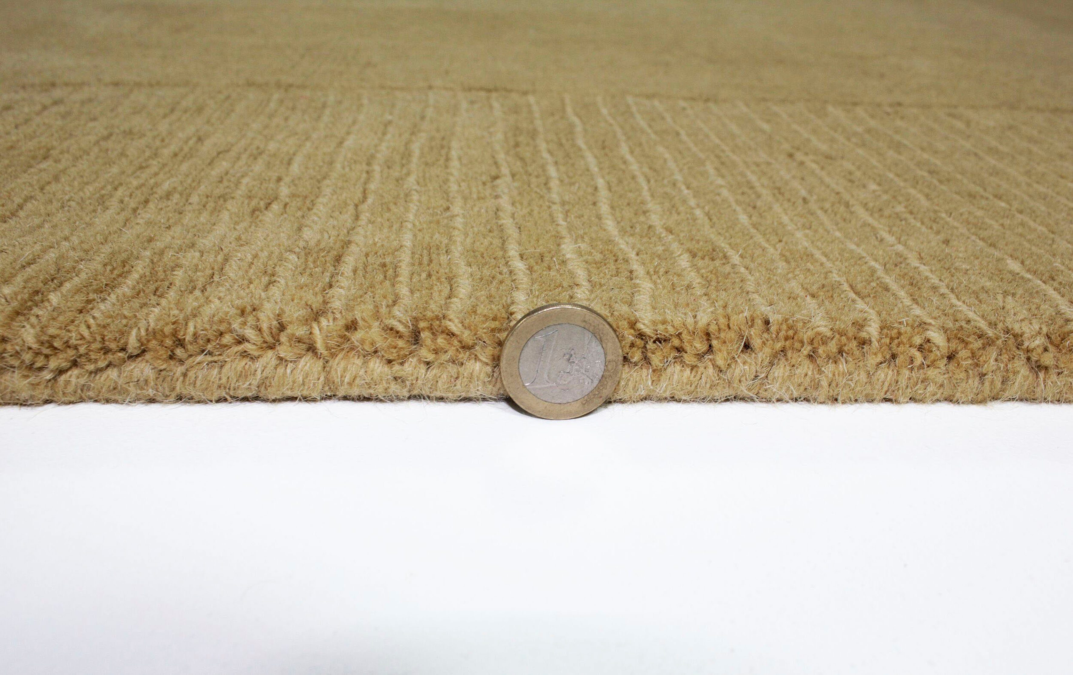 Teppich Siena, FLAIR Höhe: uni, rechteckig, idealer mm, für ocker 10 Wohnzimmer, Schlafzimmer mit Bordüre, RUGS, Wollteppich