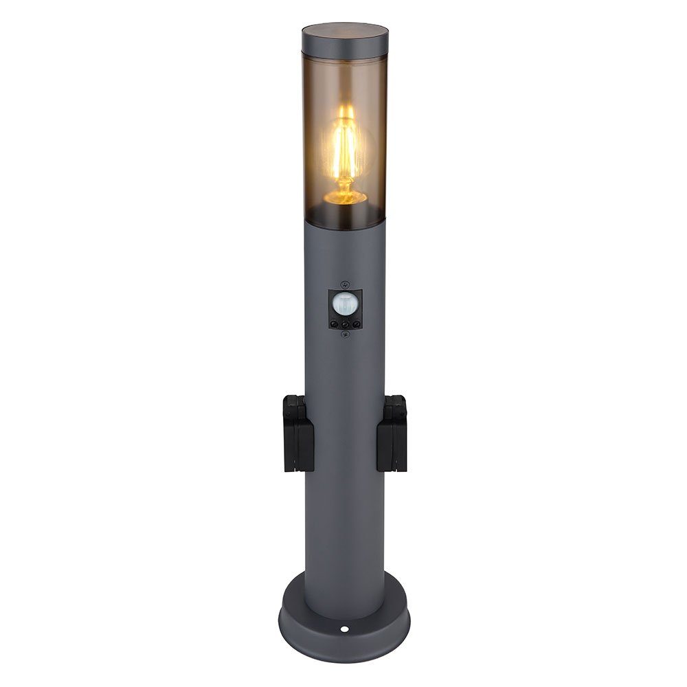 Globo LED Außen-Stehlampe, Sockelleuchte Leuchtmittel Farbwechsel, mit Bewegungsmelder LED Warmweiß, Steckdose RGB inklusive, und