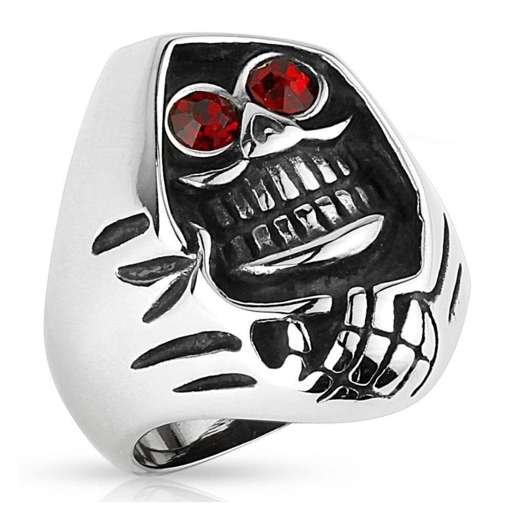 Fingerring 64 (20.4) Sensenmann Totenkopf Fingerring Edelstahl Männer
